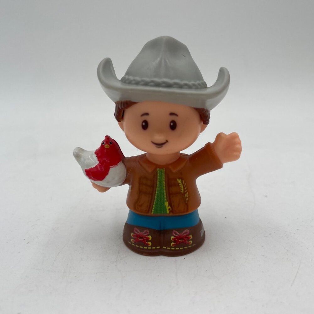 Little People Cowboy Hat Holding Chicken Figurine Toy 3”